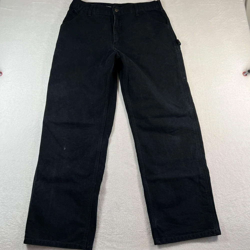 Carhartt Pants Mens 36x34 Black B11 Canvas Carpenter Dungaree Relaxed Workwear